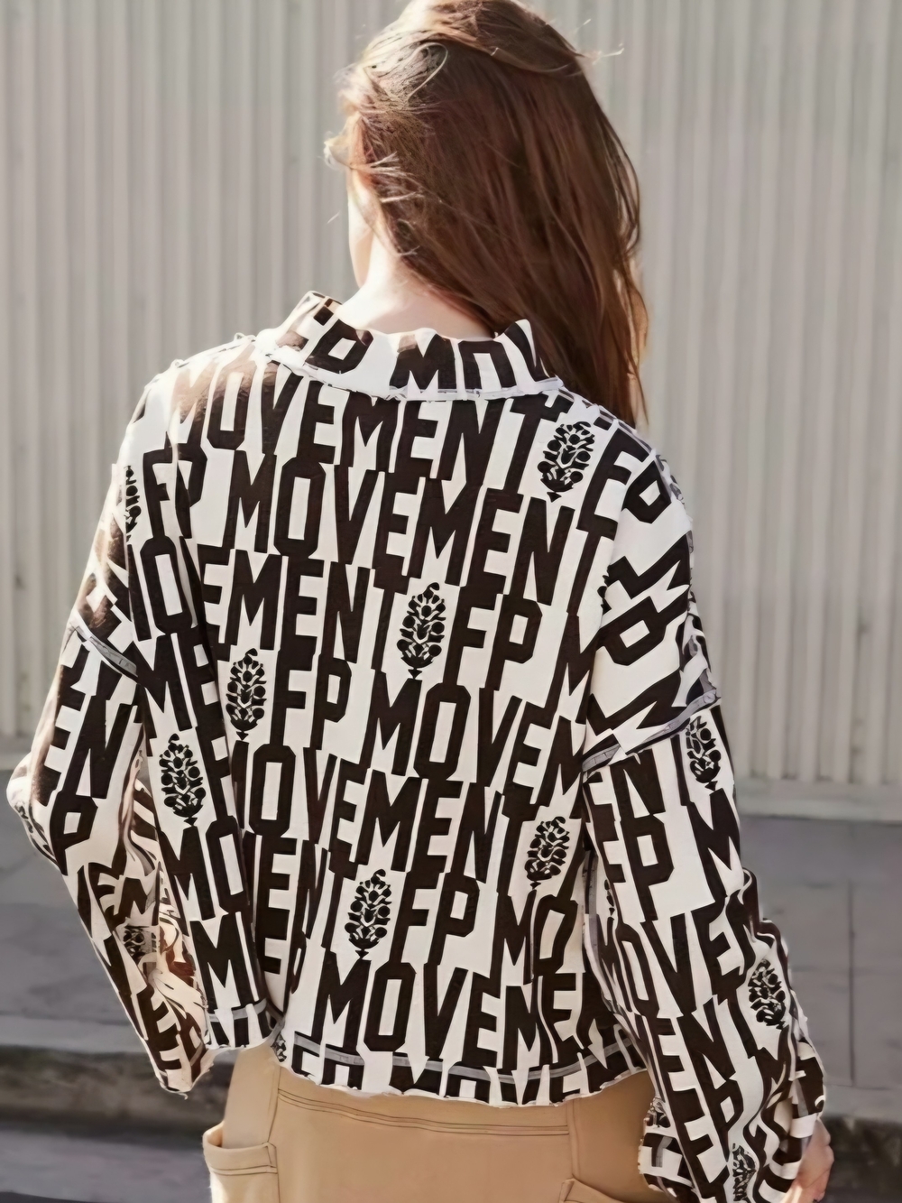 FP Movement by Free People Black & White Logo Print Long Sleeve Top